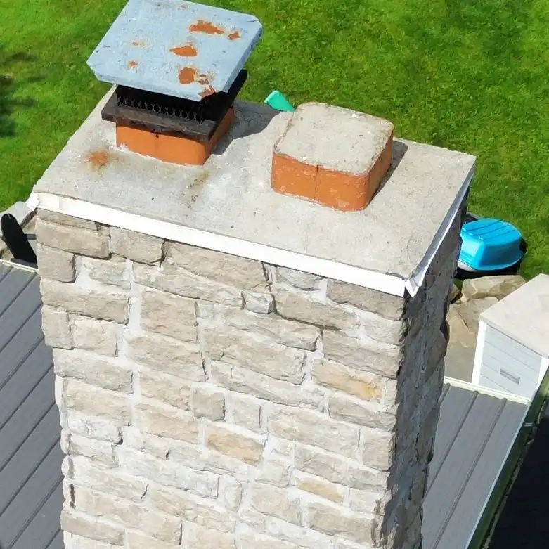 Cracked chimney brickwork found during home inspection in Cuyahoga County. This was causing water intrusion