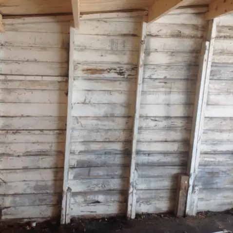 Structurally unsound leaning garage in Cuyahoga County